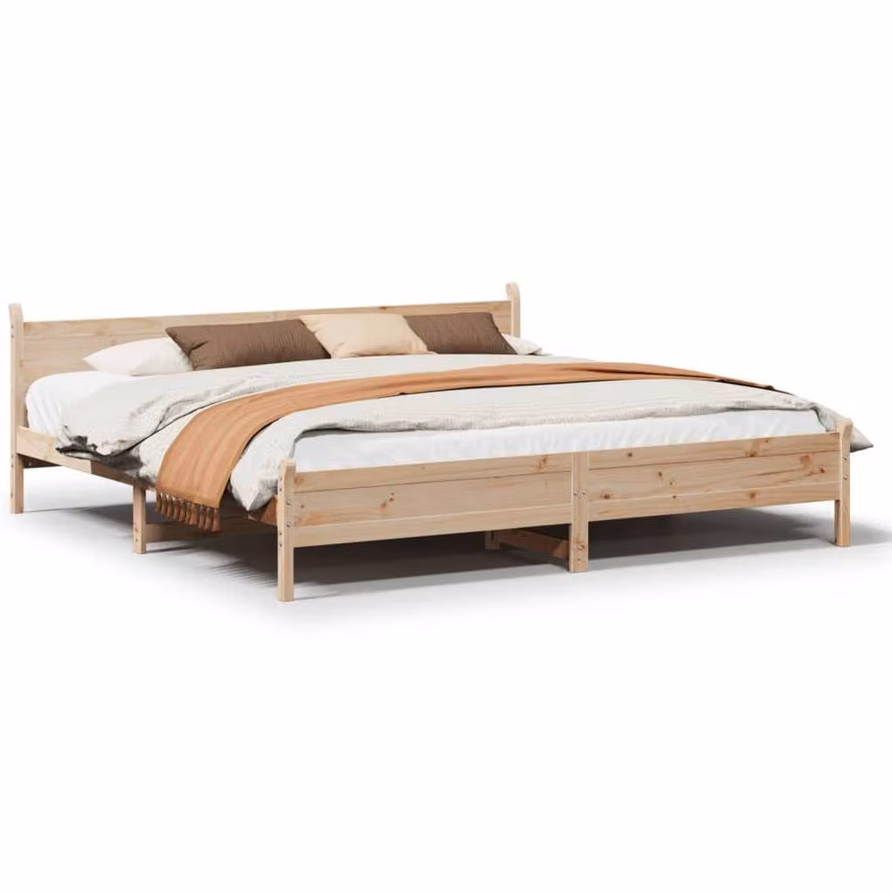 Berkfield Home Super King Solid Wood Pine Bed Frame in Brown, W/D/H: 180 x 200 cm – 2