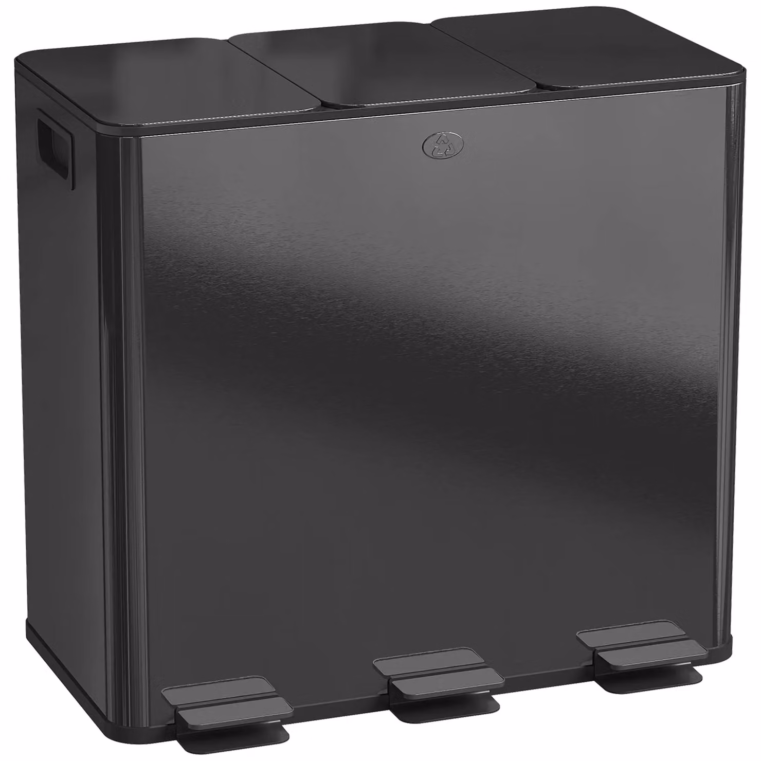 HOMCOM Triple Kitchen Pedal Bin with Odour Filter, Black, 3 x 20L – 2