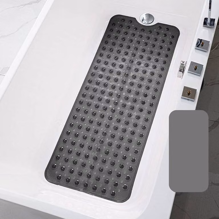 PAWNORA Non-Slip Rectangular Bath Mat, Grey, W: 100 cm, D: 150 cm