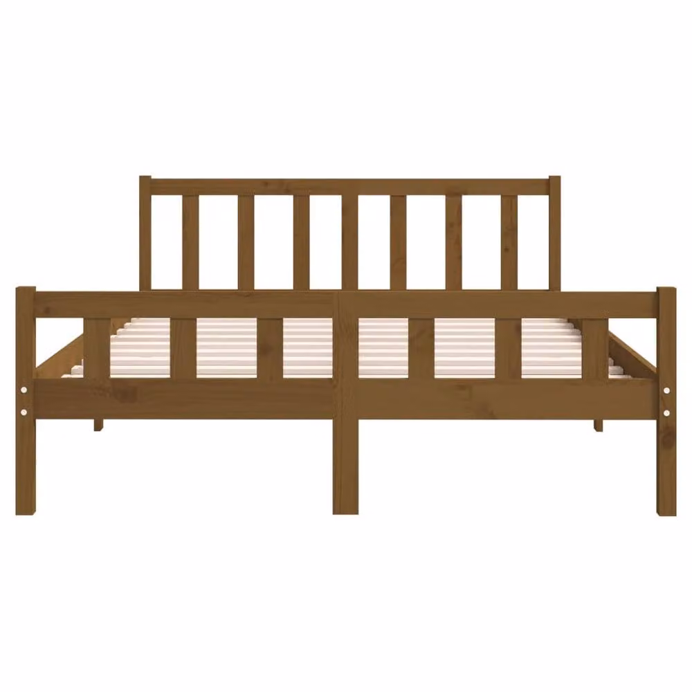 Berkfield Home Small Double Solid Wood Pine Bed Frame in Brown, W/D/H: 120 x 200 cm – 3