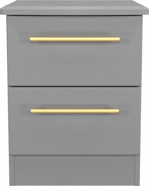 Haworth Modern 2 Drawer Bedside Cabinet in Grey and Gold