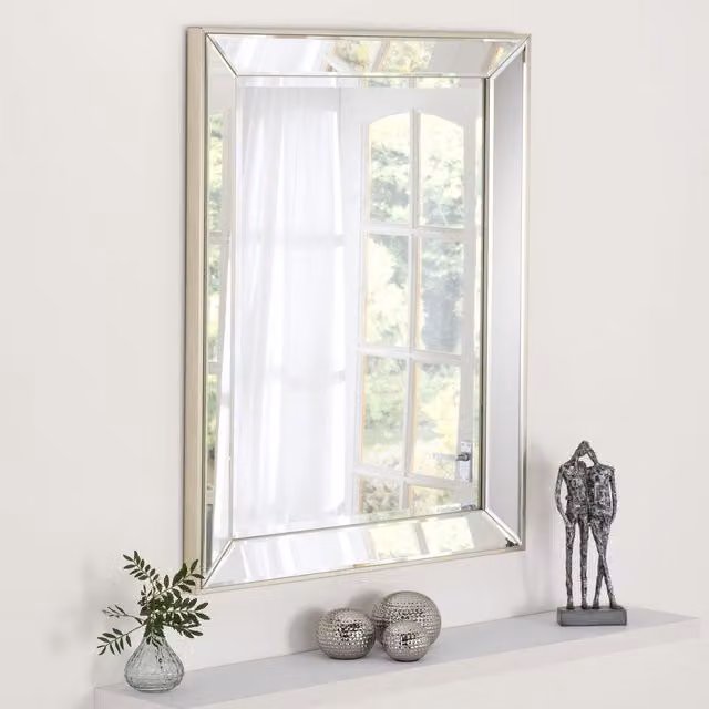 Yearn Champagne Angled Bevelled Mirror Tray, Width: 66 cm