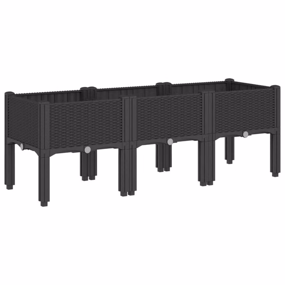 Berkfield Home Garden Planter with Legs in Black, W/D/H: 120 x 40 x 42 cm – 2