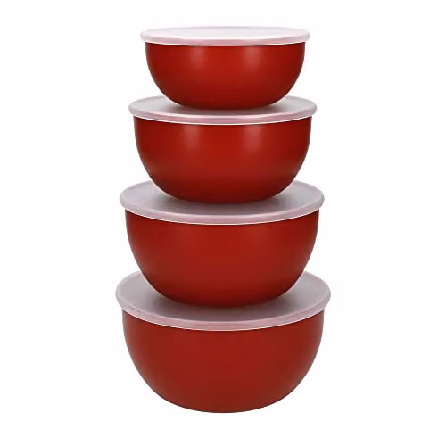 KitchenAid Set of 4 Plastic Prep Bowls with Lids, Red – 1