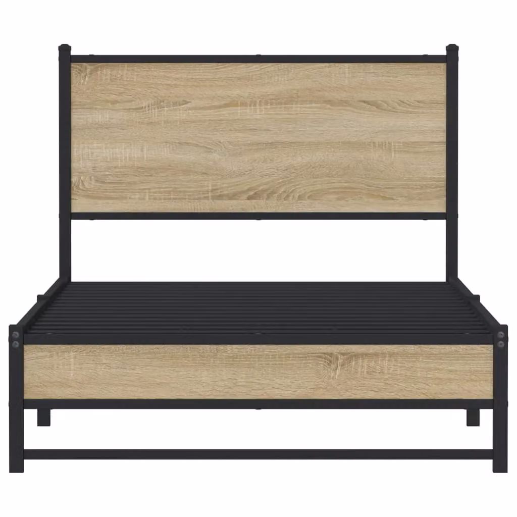 Berkfield Home Metal Bed Frame in Sonoma Oak Brown, W/D/H: 100 x 190 cm – 3