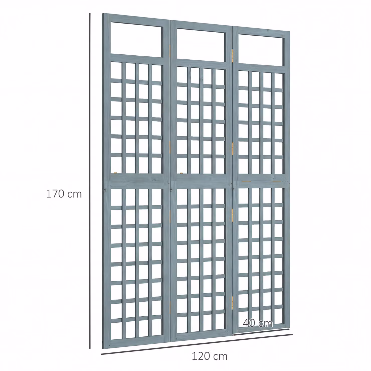 Outsunny 3-Panel Grey Wooden Garden Privacy Screen, Freestanding Foldable Outdoor Divider and Trellis, H: 170 cm, W: 120 cm, D: 3 cm – 3