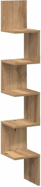 Berkfield Home Artisan Oak Wall Corner Shelf, Brown, W/D/H: 20 x 20 x 127.5 cm – 1