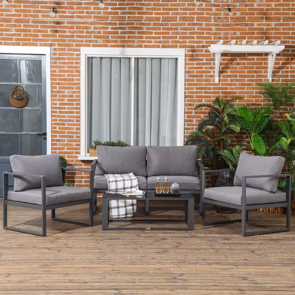Wyld Haus Luro 4 Seater Grey Garden Sofa Set with One Two Seater and Two Armchairs – 3