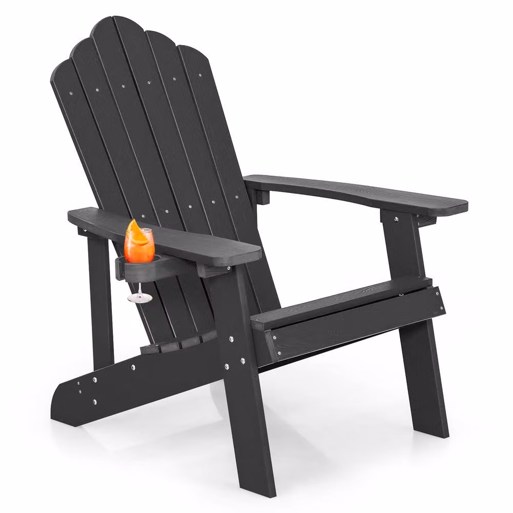 Costway Outdoor Adirondack High Backrest Firepit Armchair in Black – 3
