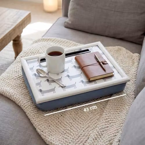 Orsina Dachshund Lap Tray with iPad Holder and Cushioned Base in Black and White – 3