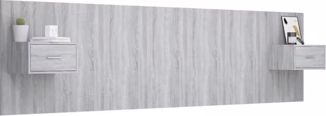 Berkfield Home Classic Bed Headboard with Integrated Nightstands and Side Compartments, Grey, W/D/H: 180 x 48.5 x 32.5 cm