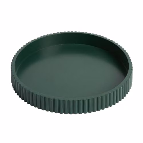 OHS Modern Ribbed Round Decorative Tray in Green, Diameter: 28 cm