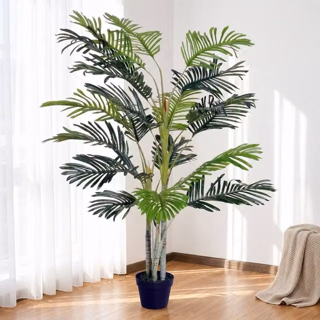 STILVORA Artificial Green Tree in Black Pot, Height: 150 cm