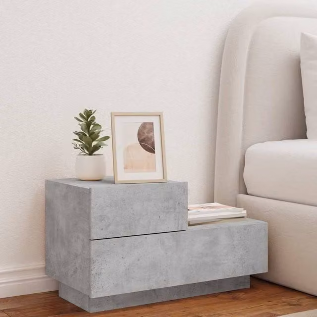 Berkfield Home Decorative Bedside Cabinet with Integrated LED Lights, Grey, W: 36 cm, D: 36 cm, H: 40.5 cm – 1
