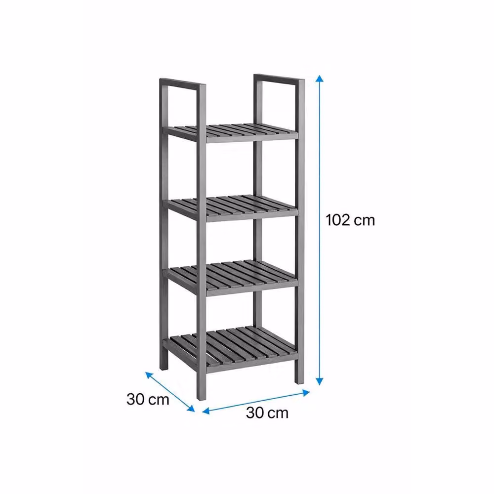 EONLION 4 Tier Wooden Bathroom Storage Shelving in Grey – 2