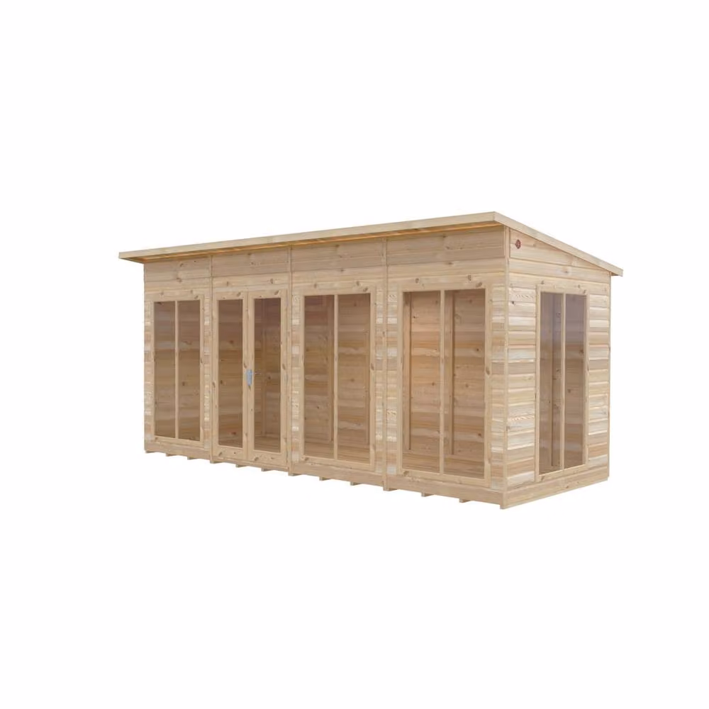 Shires Lela 16x6 Summerhouse in Light Brown, W: 476 cm, D: 185.8 cm, H: 228.4 cm – 2