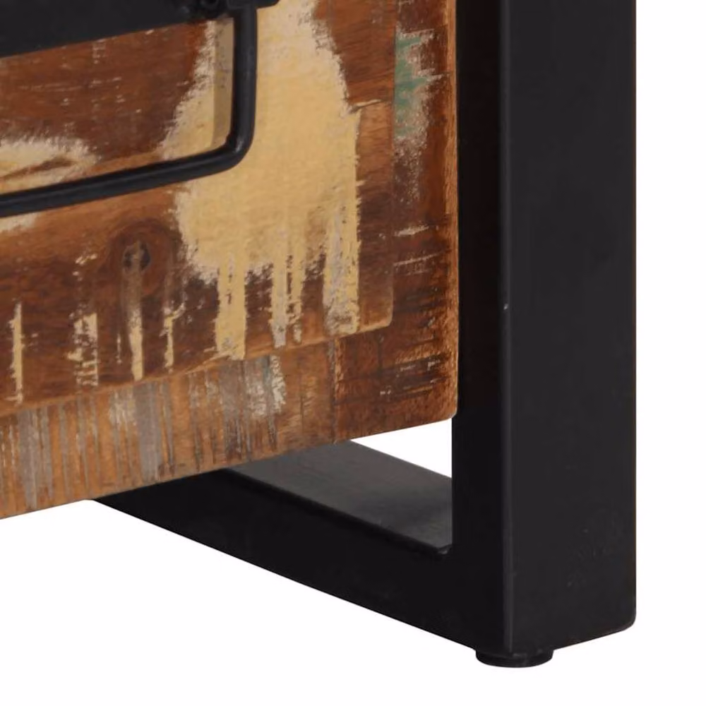 Berkfield Home Industrial Sideboard in Brown and Black, Solid Wood and Metal, W/D/H: 50 x 35 x 70 cm – 6