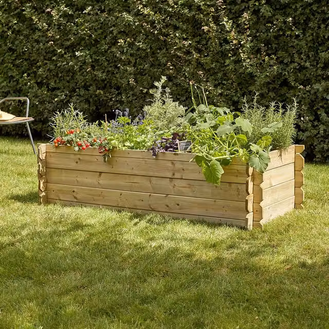 Cerland Basil Wooden Raised Bed in Brown Pine for Vegetable and Herb Gardens