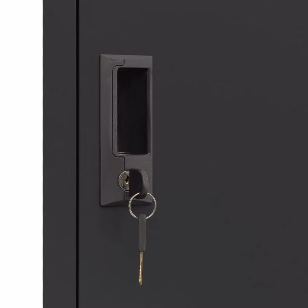 Berkfield Home Anthracite and Black Steel Locker Cabinet with Hinged Doors and Hanging Rod, W/D/H: 38 x 45 x 180 cm – 4