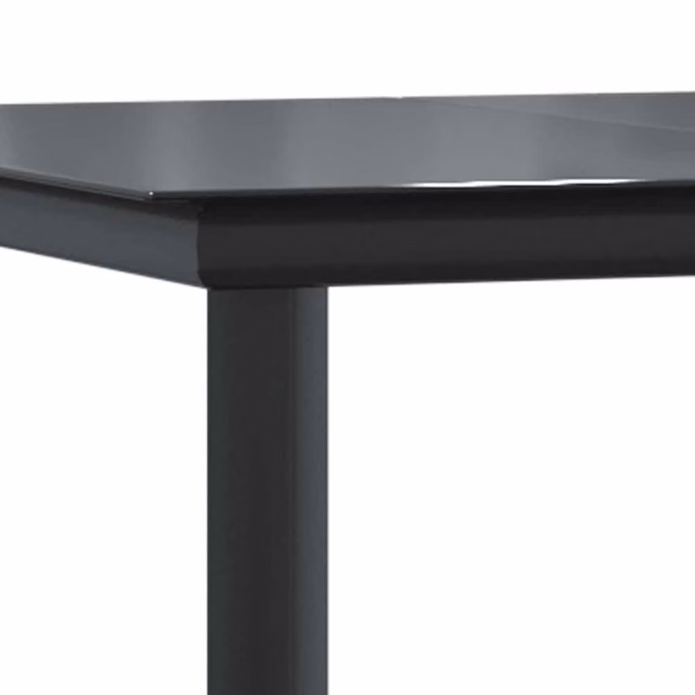 Berkfield Home Elegant Garden Dining Table in Black Steel and Tempered Glass, W: 160 cm, D: 80 cm, H: 74 cm – 6