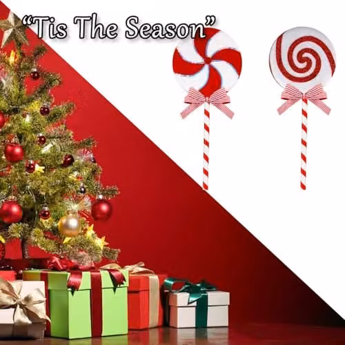 VFM e-Store Christmas Candy Cane Lollipop Decoration in Red and White, H 60 cm x W 25 cm – 5