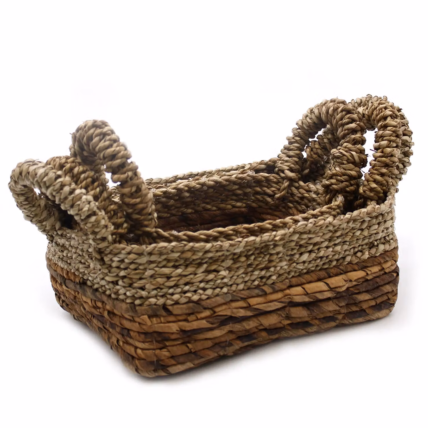 KDMD Set of 3 Beige Banana Leaf and Seagrass Open Weave Square Baskets – 2