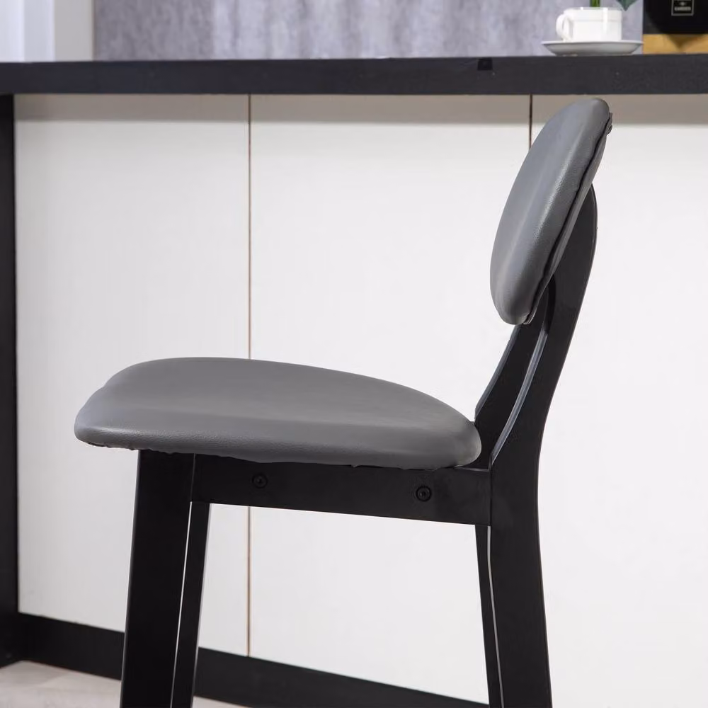 Wyld Haus Lavidiel Set of 2 Modern Faux Leather Bar Stools in Dark Grey – 8