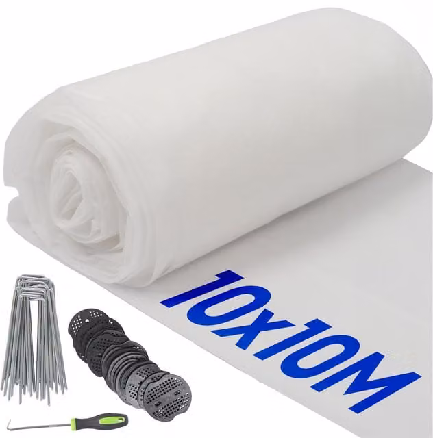 Harbour Housewares White 30gsm Plant Fleece Frost Protection Set with Pegs and Plates, Pack of 5