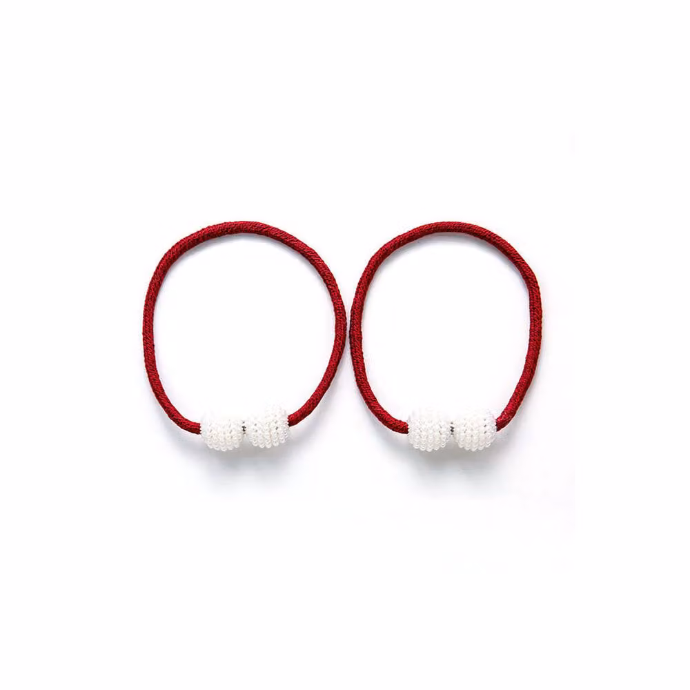 Lovii Pearl Magnetic Curtain Tiebacks, 2 Pack Elegant Rope Holdbacks in Red and Gold – 2