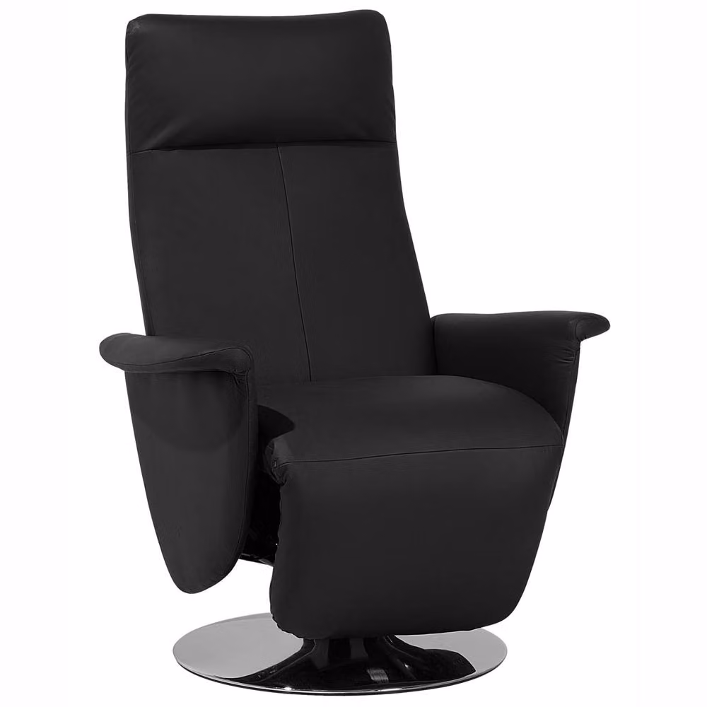 Wyld and Coco High Back Reclining Armchair in Black Faux Leather with Armrests – 3