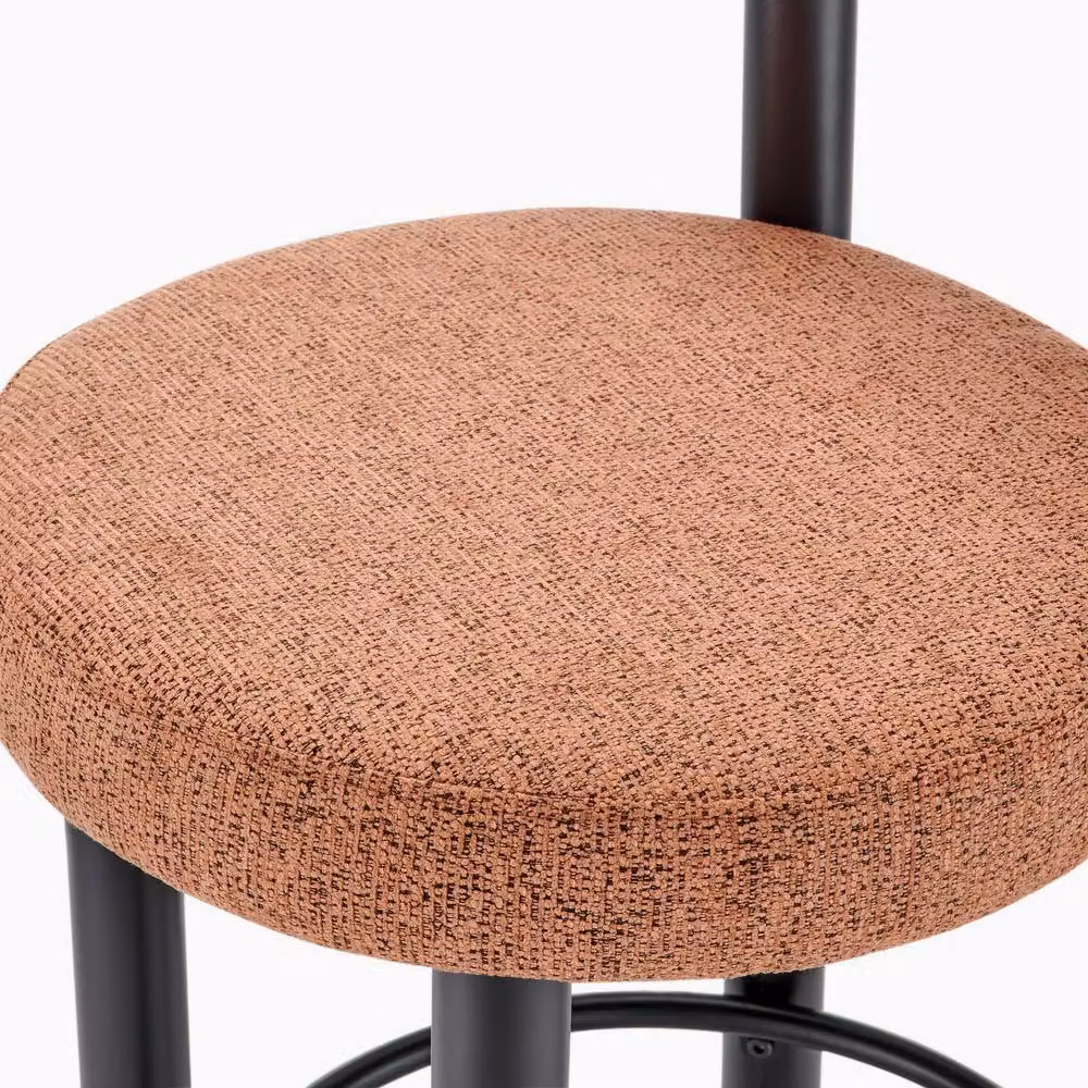 FurnitureboxUK Set of 2 Seren Mid-Century Fabric Bar Chairs in Terracotta Orange with Black Legs – 4