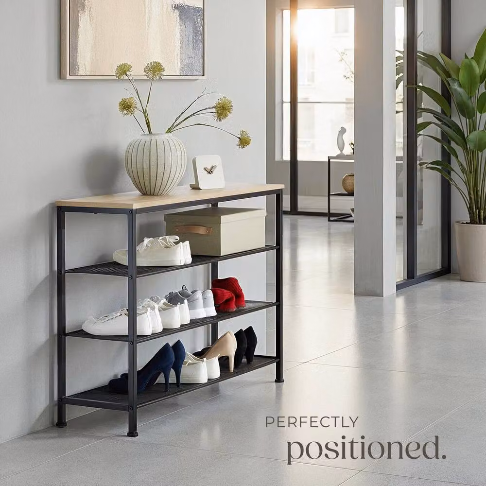 tectake Portsmouth Industrial Shoe Rack in Light Oak and Brown – 5