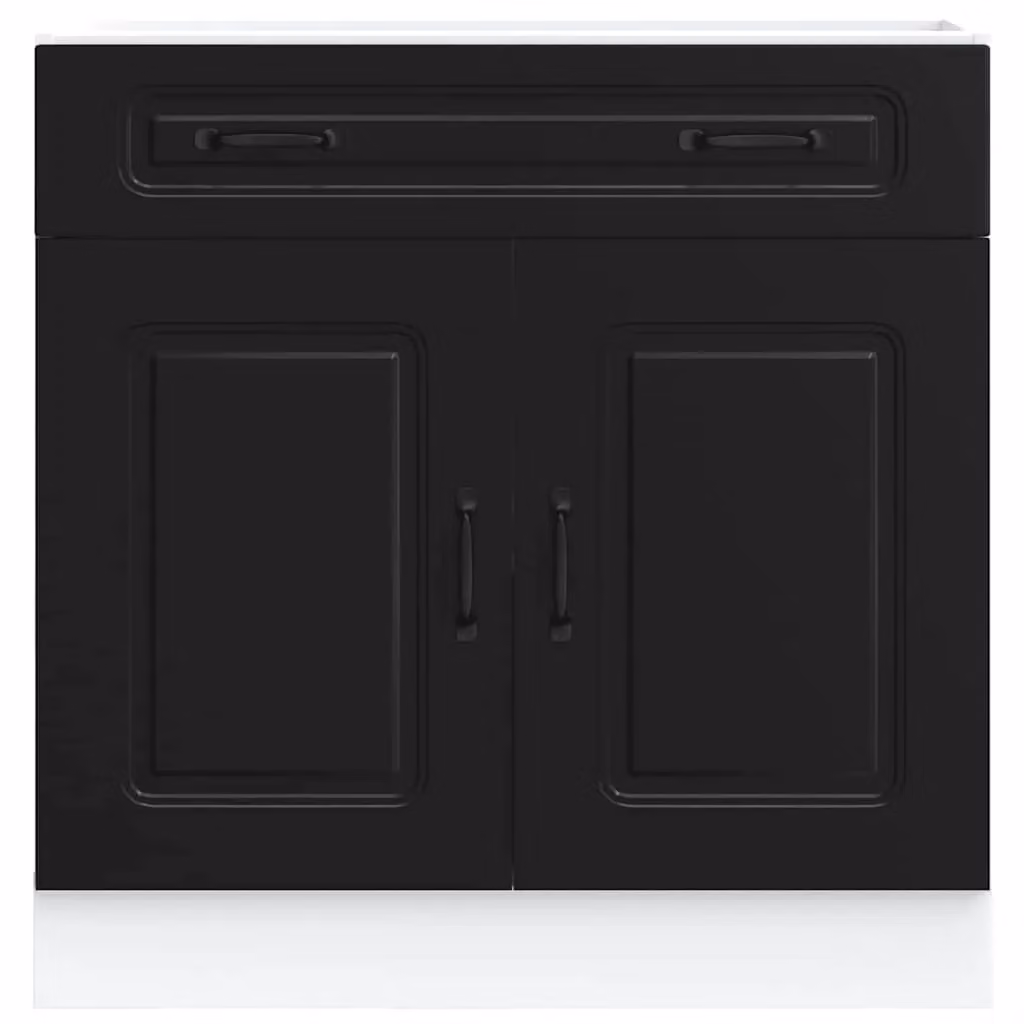 Berkfield Home Kalmar Black Matt Kitchen Base Cabinet with Hinged Doors and Internal Shelves – 3