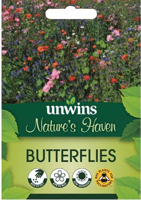 Marshalls Butterfly Mix Flower Seeds, Orange and Multicolour Perennials and Hardy Annuals, 2500 Seeds