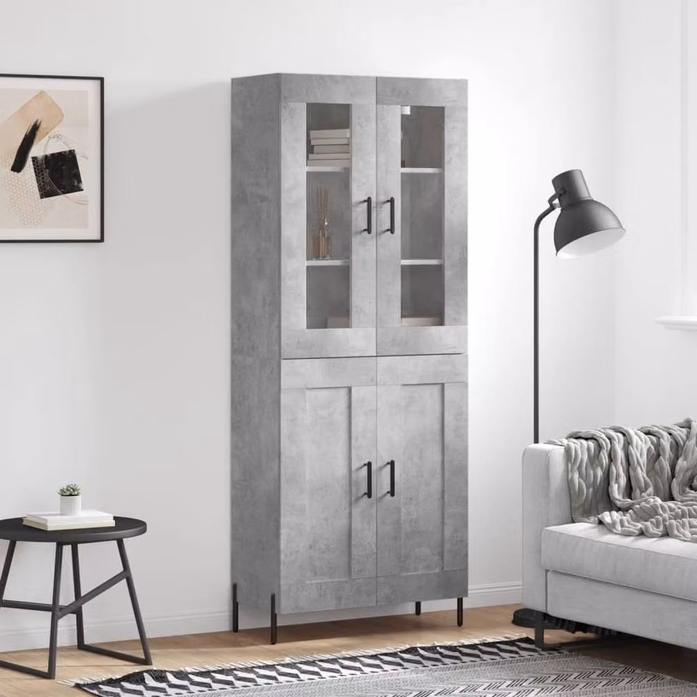 Berkfield Home Modern Highboard in Concrete Grey, W/D/H: 69.5 x 34 x 180 cm – 2