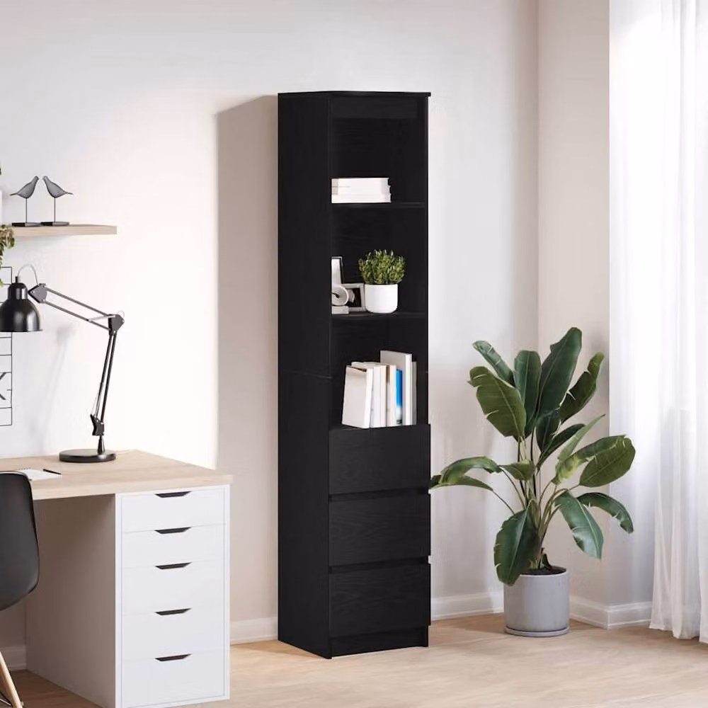 Berkfield Home Black Oak Highboard, W/D/H: 37.5 x 35 x 180 cm – 2