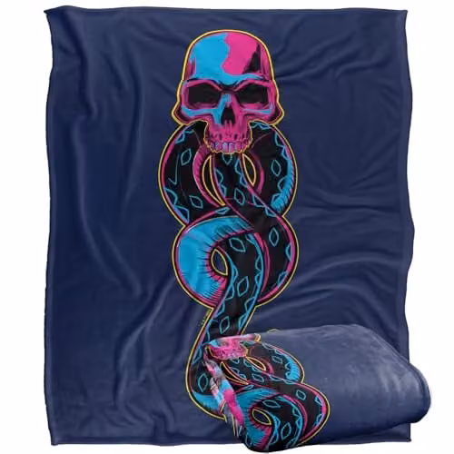 LOGOVISION Harry Potter Death Eater Dark Mark Super Soft Fleece Throw Blanket, Multicolour, W: 152.4 cm x L: 152.4 cm – 1