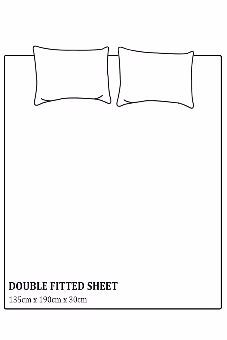 Neel Blue 300TC Mako Satin Cotton Fitted Sheet with White Stripe, Double, W/D/H: 135 x 190 x 30 cm