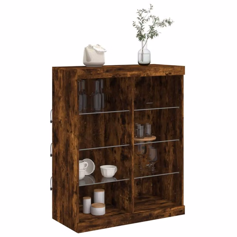 Berkfield Home Modern Sideboard with Integrated LED Lights in Smoked Oak Brown, W/D/H: 81 x 37 x 100 cm – 5