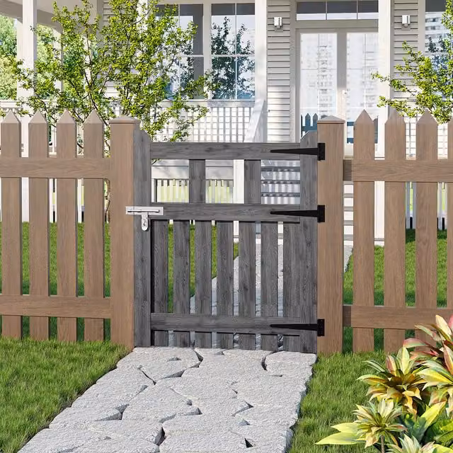 Darphe Traditional Flat-Topped Wooden Garden Gate, Grey, W: 76 cm, H: 90 cm