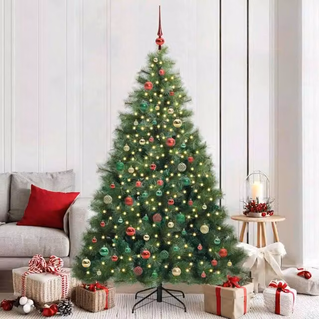 Berkfield Home Artificial Green Christmas Tree with 300 LEDs, Height: 210 cm