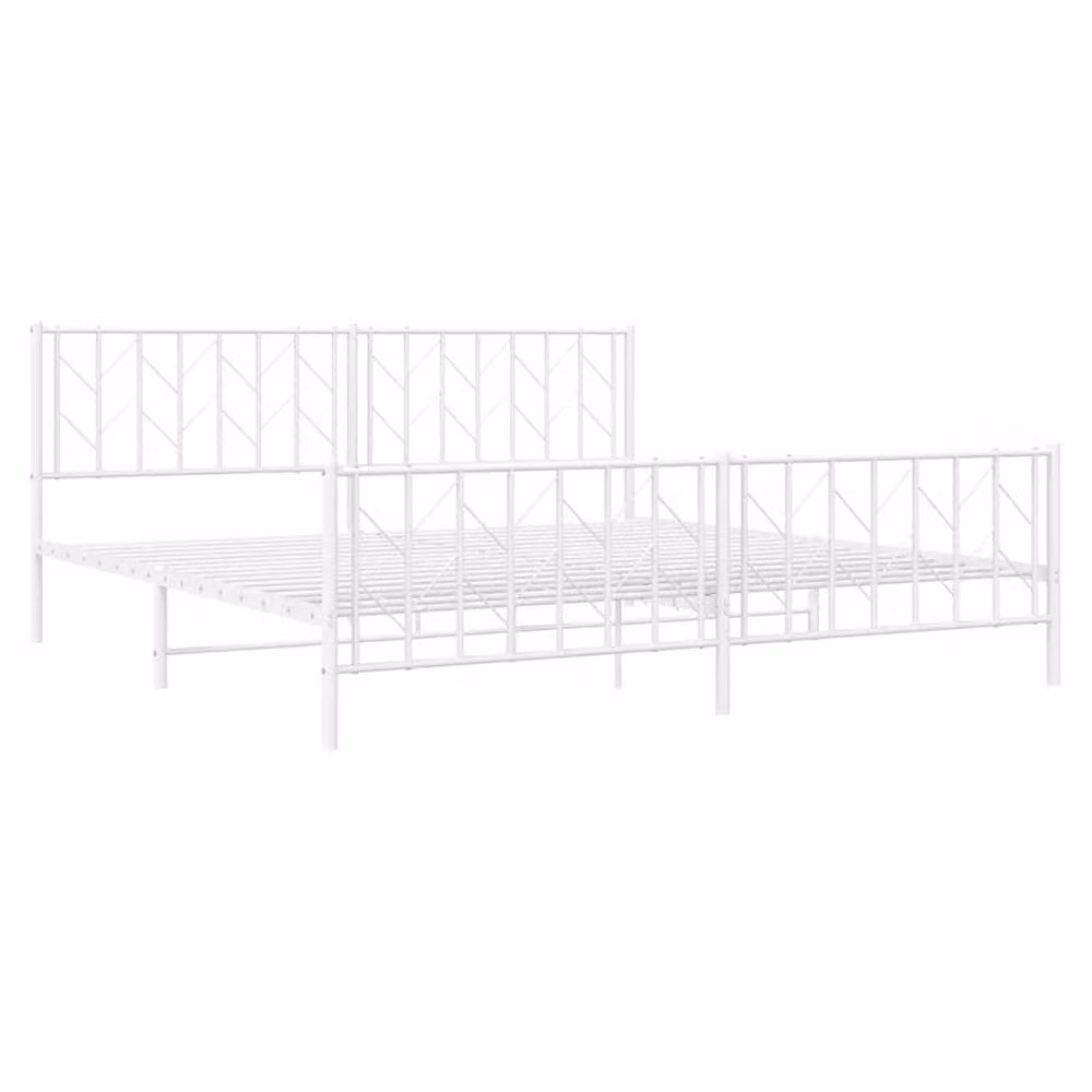 Berkfield Home Metal Bed Frame with Footboard, White, 193 x 203 cm – 3