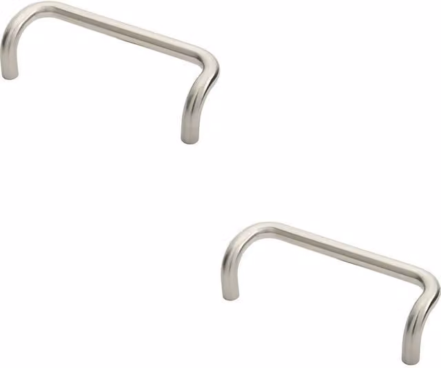 Loops 2-Pack Cranked Bow Door Pull Handles in Brushed Satin Stainless Steel, Fixing Centres: 225 mm, Diameter: 19 mm