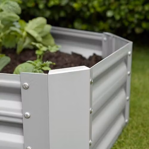 Harbour Housewares Raised Garden Bed in Silver, Galvanised Steel Rectangular Bottomless Planter, W: 180 cm, D: 90 cm, H: 30 cm – 4