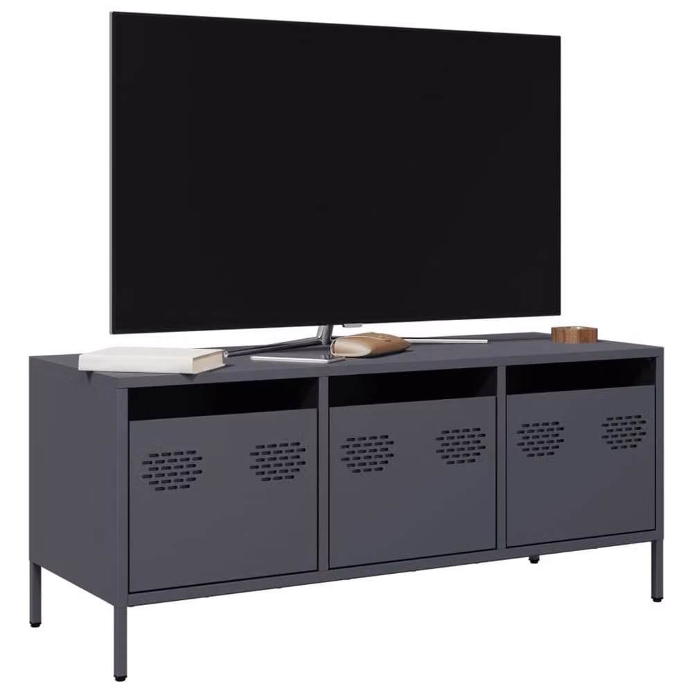 Berkfield Home TV Cabinet in Anthracite Matt Metal, W: 101.5 cm, D: 39 cm, H: 43.5 cm – 2