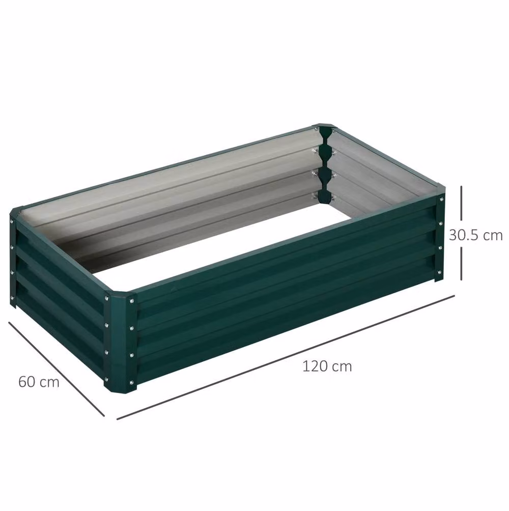 STILVORA Green Steel Raised Garden Bed with Open Base, W: 120 cm, D: 120 cm, H: 60 cm – 2