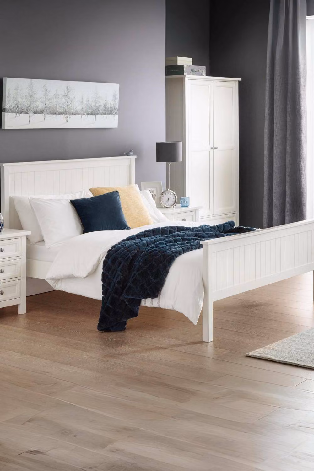 Julian Bowen Maine Double Bed Frame in White Solid Pine and MDF, W/D/H: 140 x 200 x 135 cm – 5