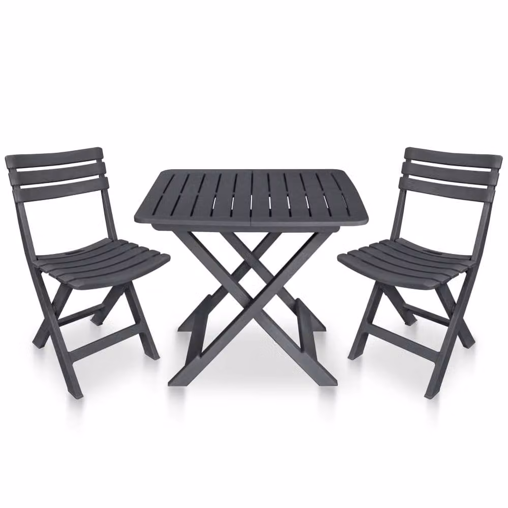 Berkfield Home 3 Piece Folding Bistro Set in Anthracite Grey Plastic – 1
