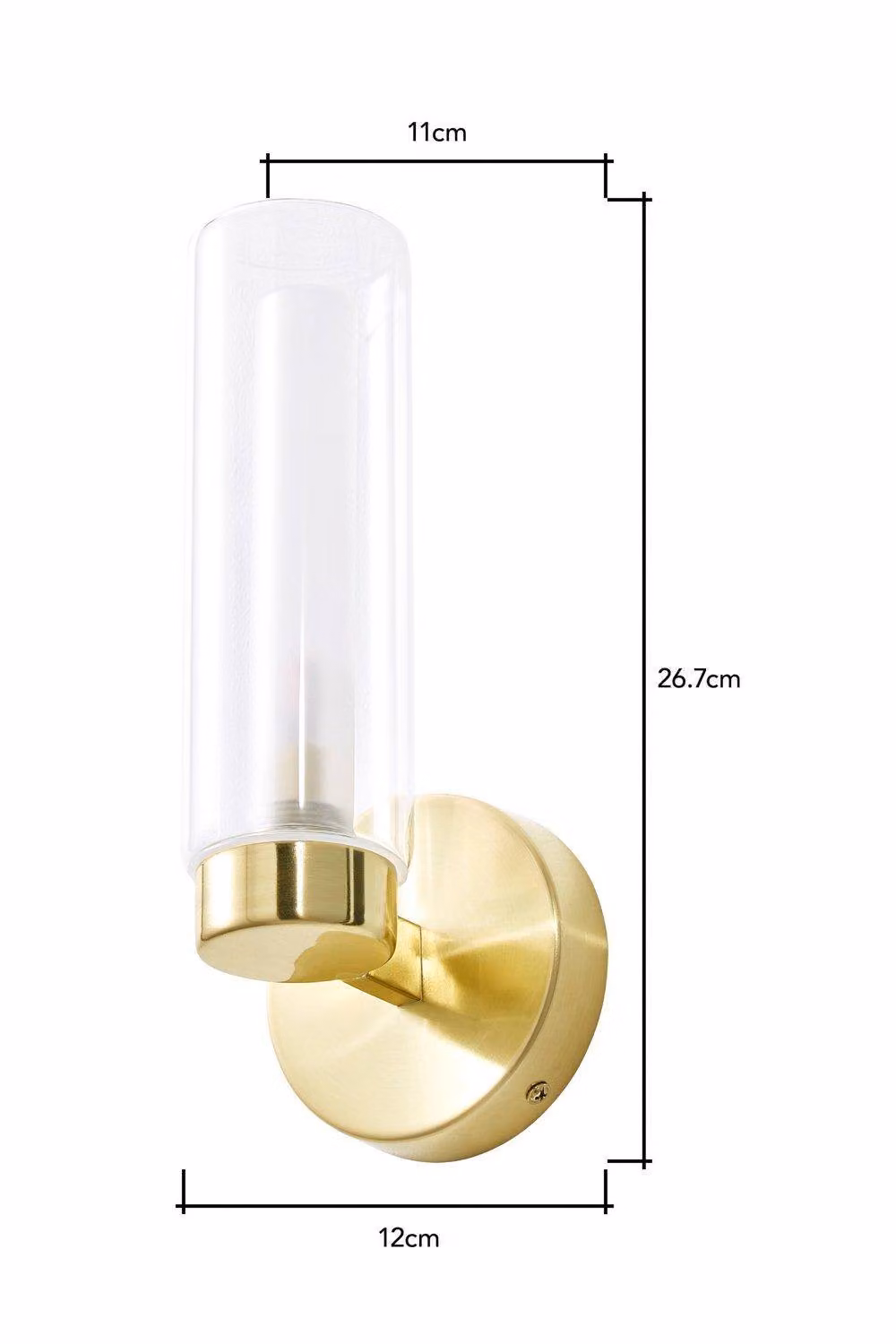 BHS Lighting Riona Gold Brass Wall Light with Glass Cylinder for Bathroom – 2
