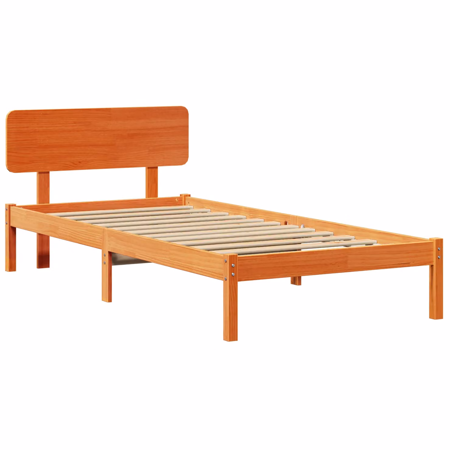 Berkfield Home Solid Pine Wood Bed Frame with Headboard in Wax Brown, W/D/H: 90 x 190 cm – 2